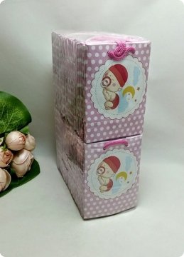 50 Li Yatan Bebek Mini Karton Çanta/Poşet  8x11 Cm