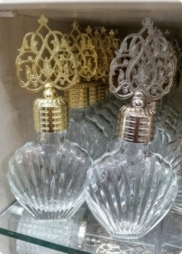 12 Li Metalize Güneş Tepelikli İstridye Cam Kolonya Şişesi