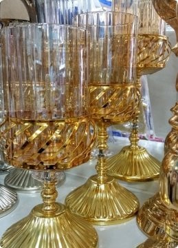 Burgulu 3 lü set şamdan takımı