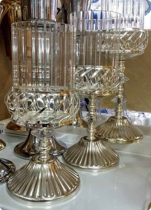 Burgulu 3 lü set şamdan takımı