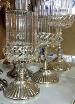 Burgulu 3 lü set şamdan takımı