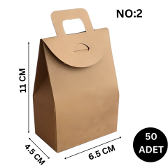 Kraft Kınalık Çerezlik El Geçme Çanta No:2 - 6.5x11x4.5 Cm 50 Adet