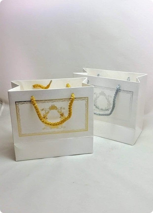 10 Lu (18x16 Cm) Körüklü,Baskılı, İpli, Karton Çanta, Poşet