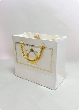 10 Lu (18x16 Cm) Körüklü,Baskılı, İpli, Karton Çanta, Poşet