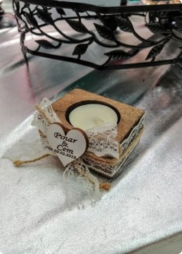 Süslü Ahşap dikdörtgen mumluk kına hediyelik 30 Adet / Paket