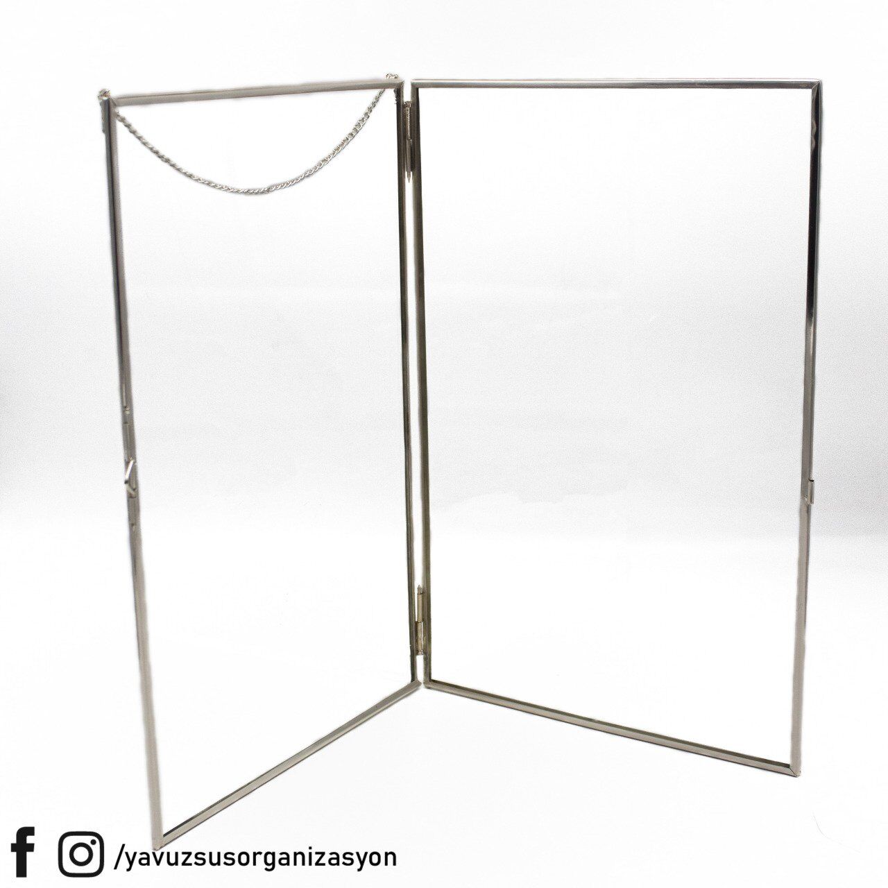 Metal kenar Çift Camlı İsimlik GUMUS BOS