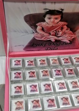 48 li Doğum Günü Resim Baskılı Kutulu Çikolata
