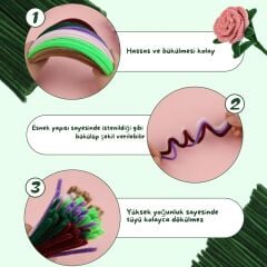 Şönil Tel, El İşi, DIY, Hobi ve Çiçek Yapım Teli, Koyu Yeşil, 100 Adet, 6 mm - 30 Cm