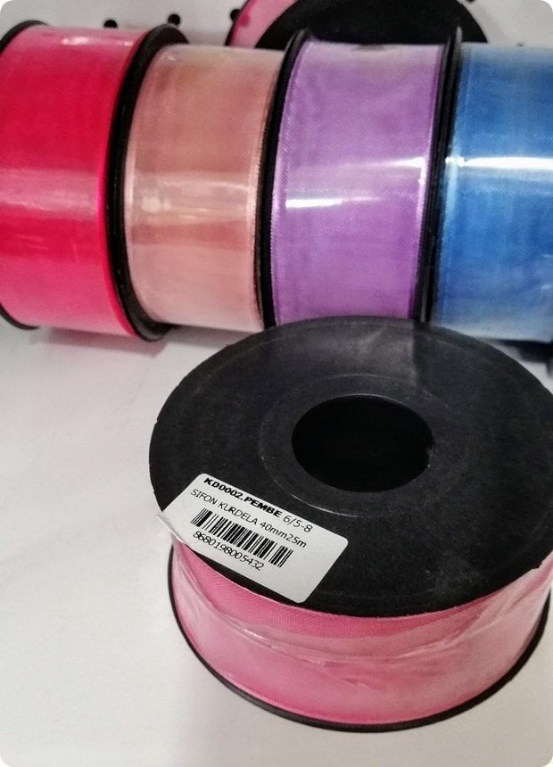 4 cm Şifon Organze Şerit Kurdela 20 Metre SIYAH