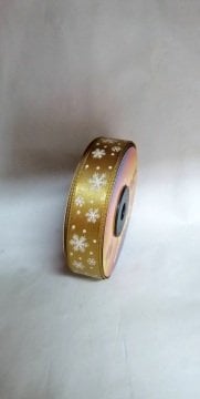 2 Cm (20 Mt.) Yılbaşı Kar Desenli Saten Kurdele