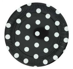 TABAK KARTON SİYAH PUANTİYELİ 23cm PK:8-KL:24