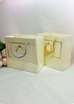 10 Lu (18x16 Cm) Körüklü,Baskılı, İpli, Karton Çanta, Poşet