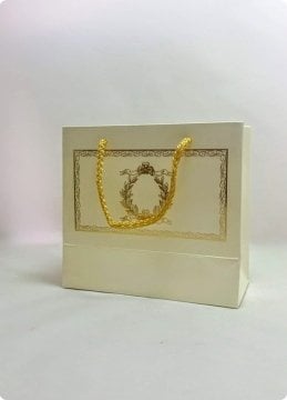 10 Lu (18x16 Cm) Körüklü,Baskılı, İpli, Karton Çanta, Poşet
