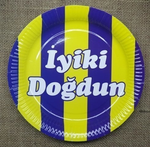 8 li Sarı Lacivert İyiki Doğdun Kağıt Tabak