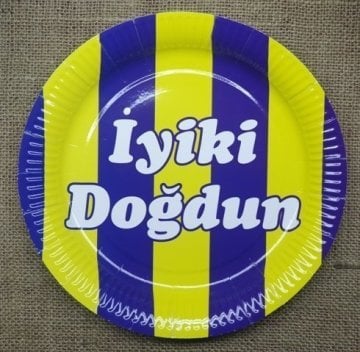 8 li Sarı Lacivert İyiki Doğdun Kağıt Tabak