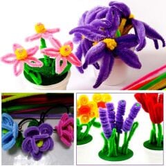 Şönil Tel, El İşi, DIY, Hobi ve Çiçek Yapım Teli, Mor, 100 Adet, 6 mm - 30 Cm
