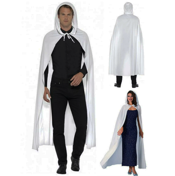 Beyaz Renk Kapişonlu Pelerin 120 cm