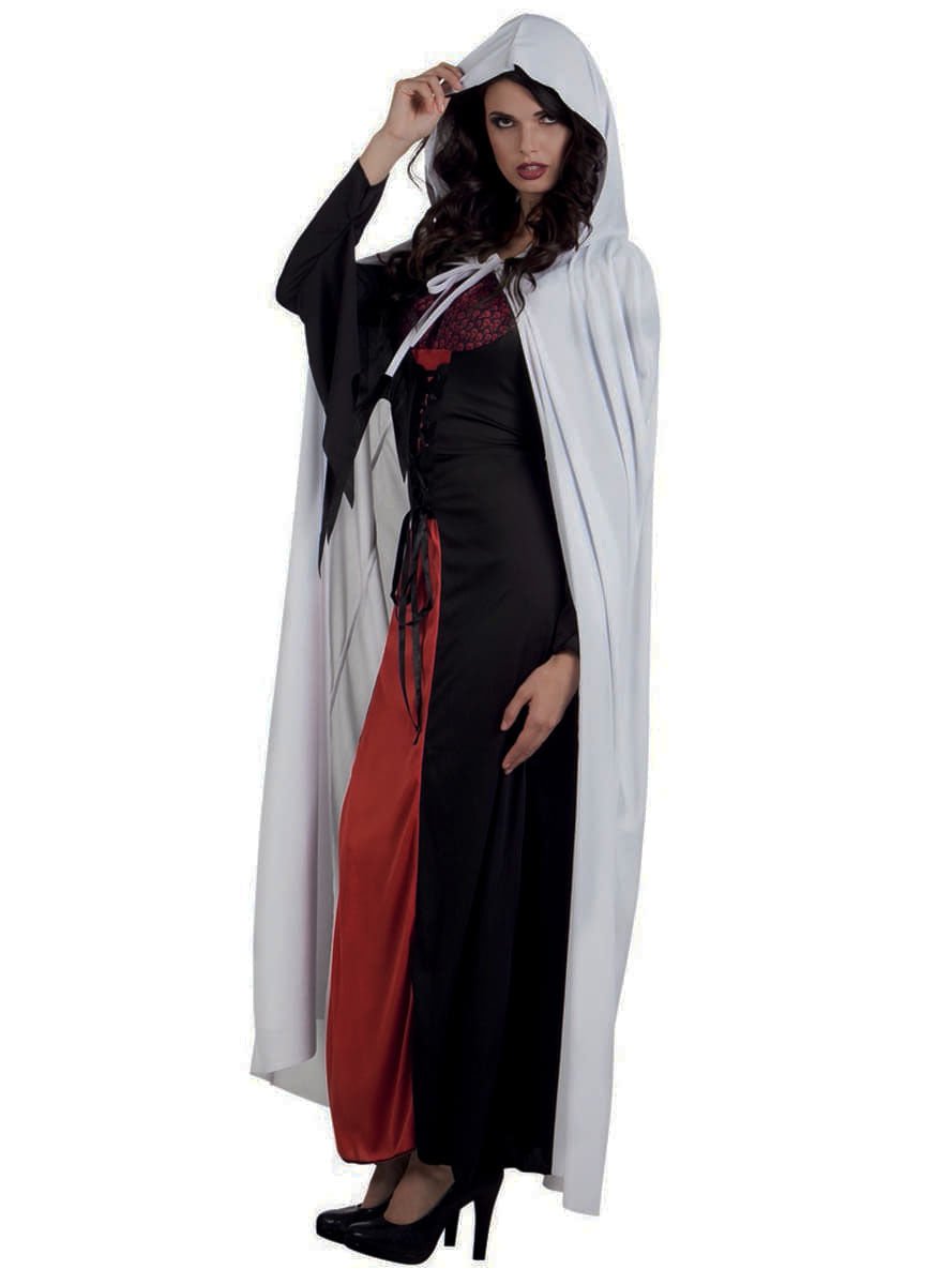 Beyaz Renk Kapişonlu Pelerin 120 cm