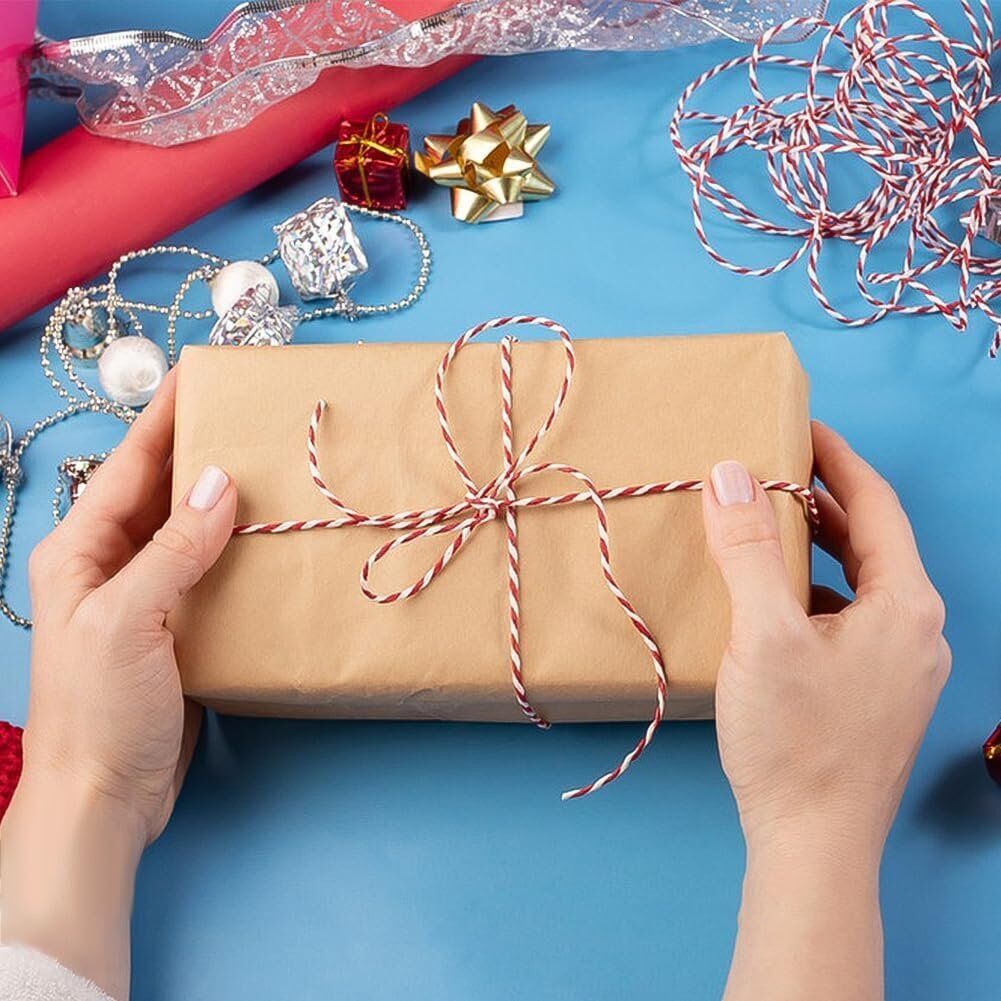 Hediye Paketleme İpi, Kırmızı Beyaz Ambalaj, Marteniçka Ipi, 10 M (TWİNE BAKER)