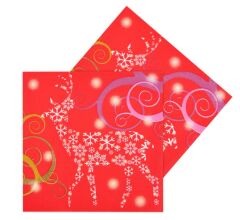 16 lı Kırmızı Geyikli Yılbaşı Peçete 33x33