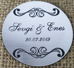 Metal görünümlü desenli yuvarlak pleksi (5*5 cm) GUMUS