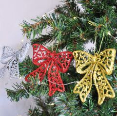 3 Lü Yılbaşı Ağaç Süsü Simli Fiyonk