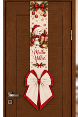 Tek taraflı Noel Baba - kardan adam Yılbaşı Kapı Süsü – Çift Kat Fiyonklu 175 cm ( 1 adettir) KARDAN ADAM