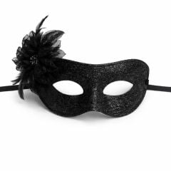 Siyah Simli Tüylü Balo Maskesi – Kadın Parti & Maskeli Balo Maskesi