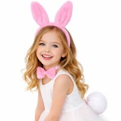 Pembe Full Tavşan Kulak Papyon Kuyruk 3'lü Parti Seti