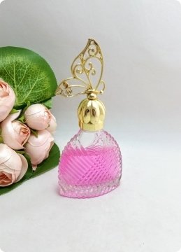 12 li Metal Kelebek Tepelikli Diva Yassı Cam Kolonya Şişesi 50 cc