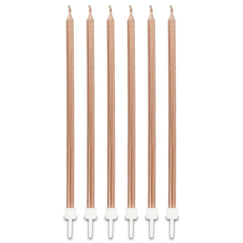 Soft Pembe Renk Uzun Pasta Parti Mumu 6 Adet 16 cm
