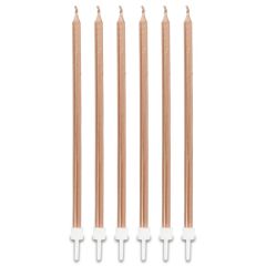 Soft Pembe Renk Uzun Pasta Parti Mumu 6 Adet 16 cm