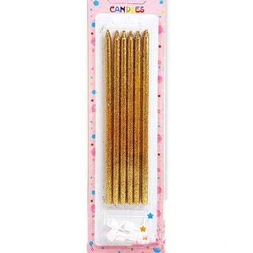 Gold Simli Pasta Mumu 6 Adet 16 cm
