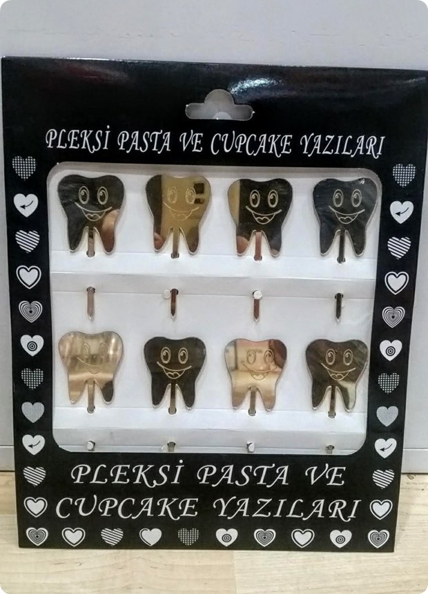 8 Li Diş Pleksi ayna cup cake, pasta süsü