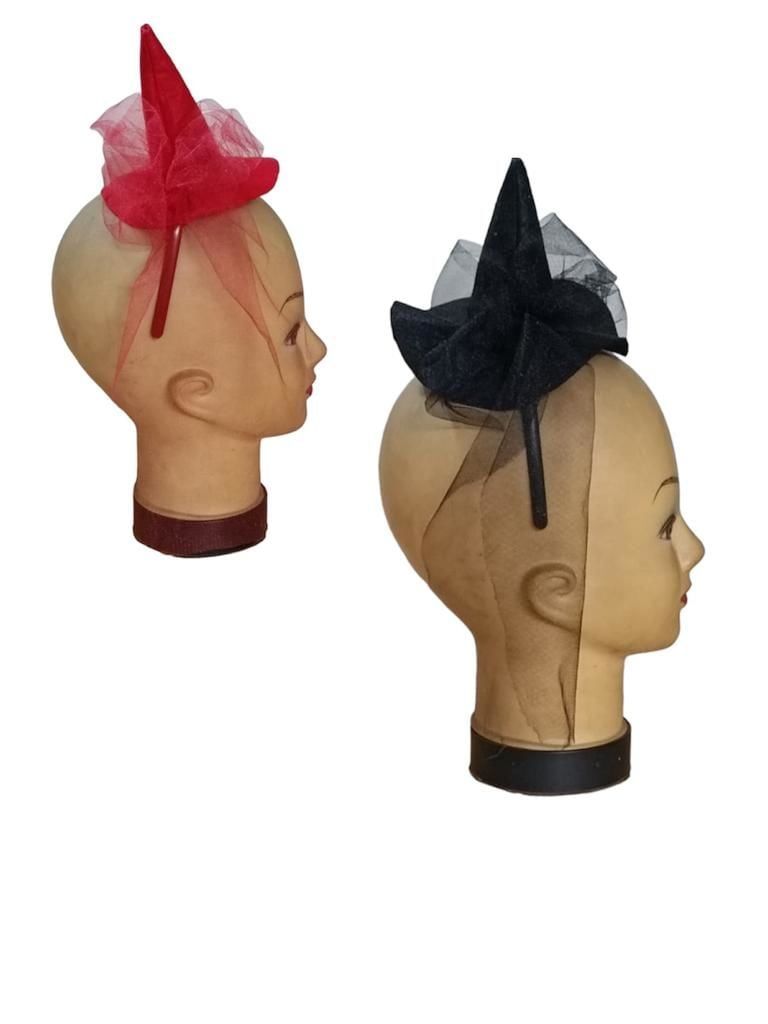Mini Cadı Şapkalı Taç (Halloween&Cadılar Bayramı) KIRMIZI