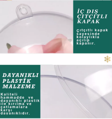 Şeffaf Mika Küre Top - 3 Adet Asılabilir Plastik Top - 6 cm