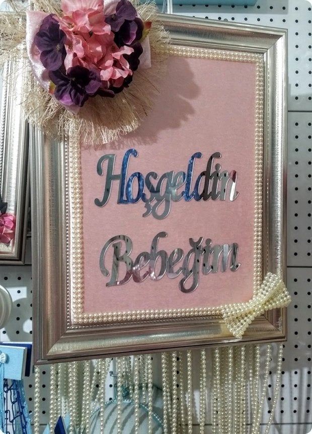 Süslü İnci Saçaklı İsme özel çerçeve Kapı süsü