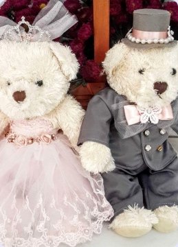 ~30 Cm Boyunda Peluş Erkek Ayıcık Gri Damat
