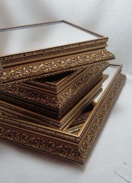 Ayaksız Kare Ahşap jardinyer takımı ALTIN