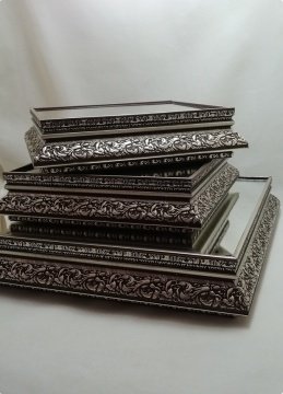 Ayaksız Kare Ahşap jardinyer takımı ALTIN