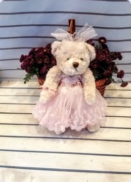~30 Cm Boyunda Peluş Prenses Kız Ayı Pembe