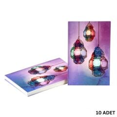 Ramazan Fener Temalı Hediye ve Tebrik Kartı, 10 Adet, Ambalaj ve Paketleme Etiketi, 6x8 Cm
