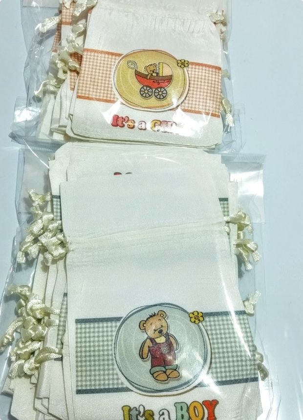Ayıcıklı (İts'a Boy / Girl yazılı) Bebek Figür Baskılı Kese