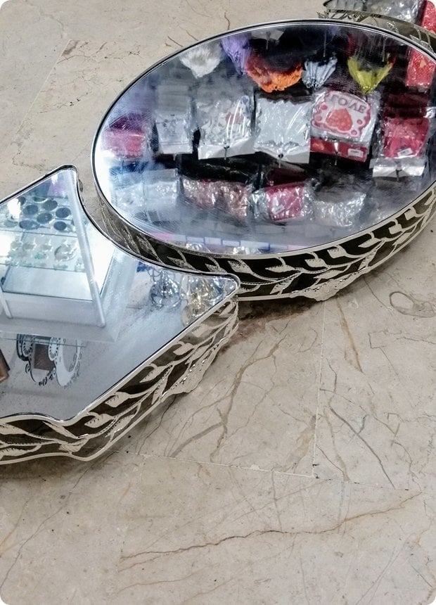 3 lü Yapraklı jardinyer seti GUMUS