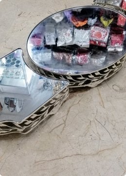 3 lü Yapraklı jardinyer seti GUMUS