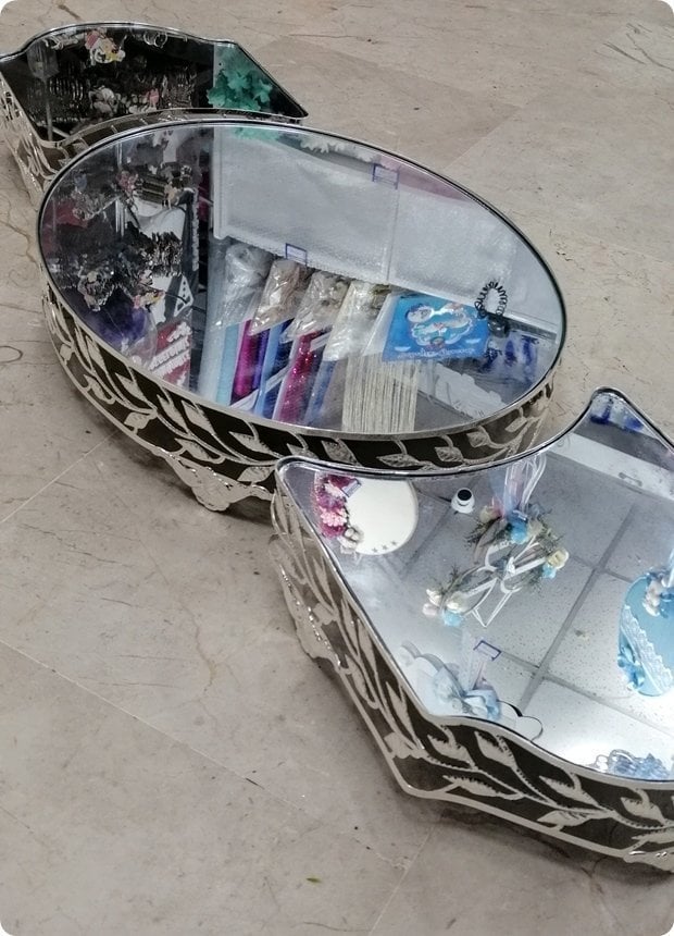 3 lü Yapraklı jardinyer seti GUMUS