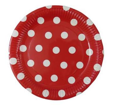 8 Li Puantiyeli Kırmızı Karton Tabak