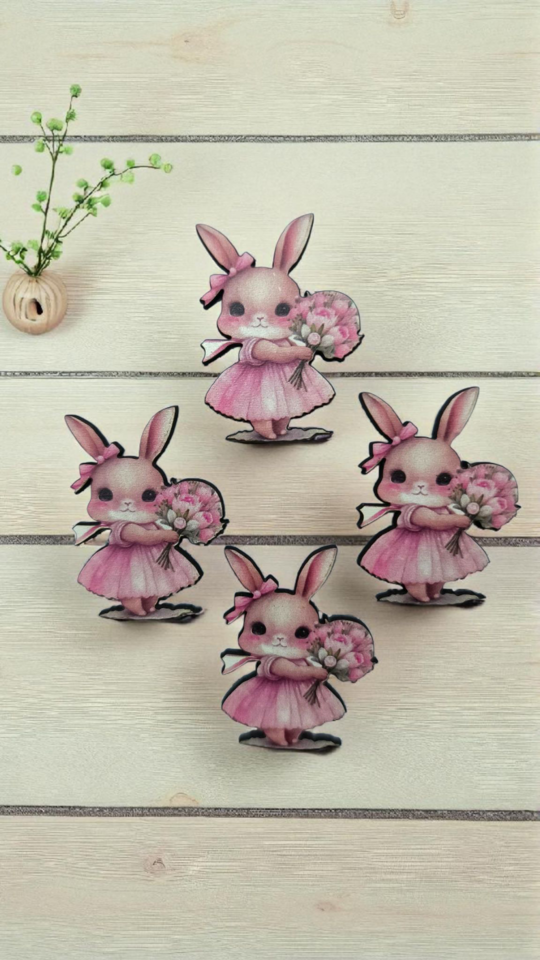 Çiçekli tavşan ahşap obje