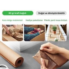 Kraft Rulo Ambalaj Kağıdı, Çeyiz, Hediye Paketleme, Çiçek Buket, DIY Kağıdı, 70cm x 10m, 80 g/m