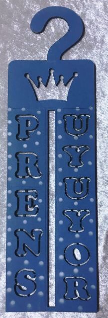 Ahşap prens & Prenses uyuyor kapı kolu 35x10 MAVI